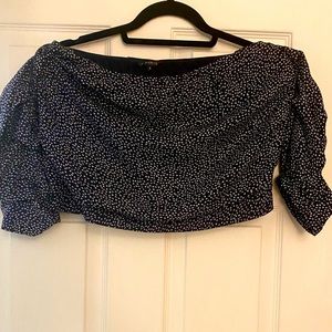 Dynamite cropped tube top with puffed sleeves